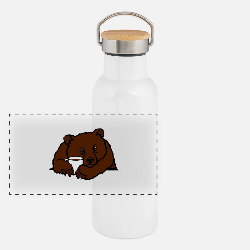 Morgenmuffel Bär Panorama Thermosflasche mit Bambusdeckel