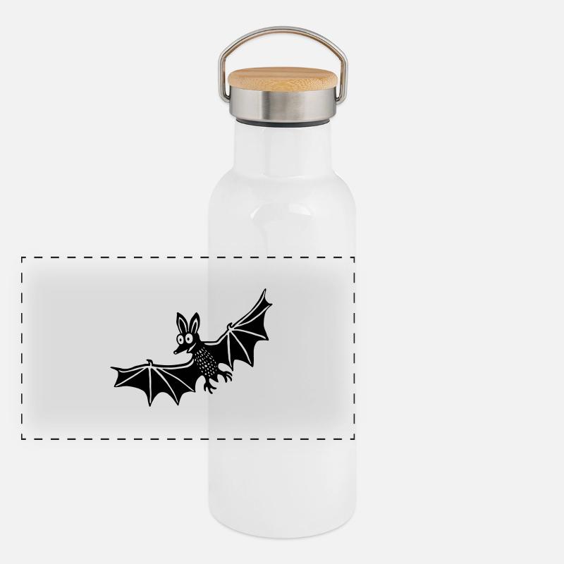 Fledermaus 3 Panorama Thermosflasche mit Bambusdeckel