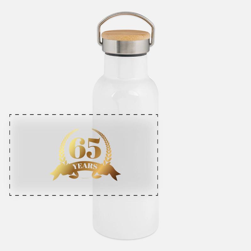 65. Geburtstag: 65 Years Panorama Thermosflasche mit Bambusdeckel