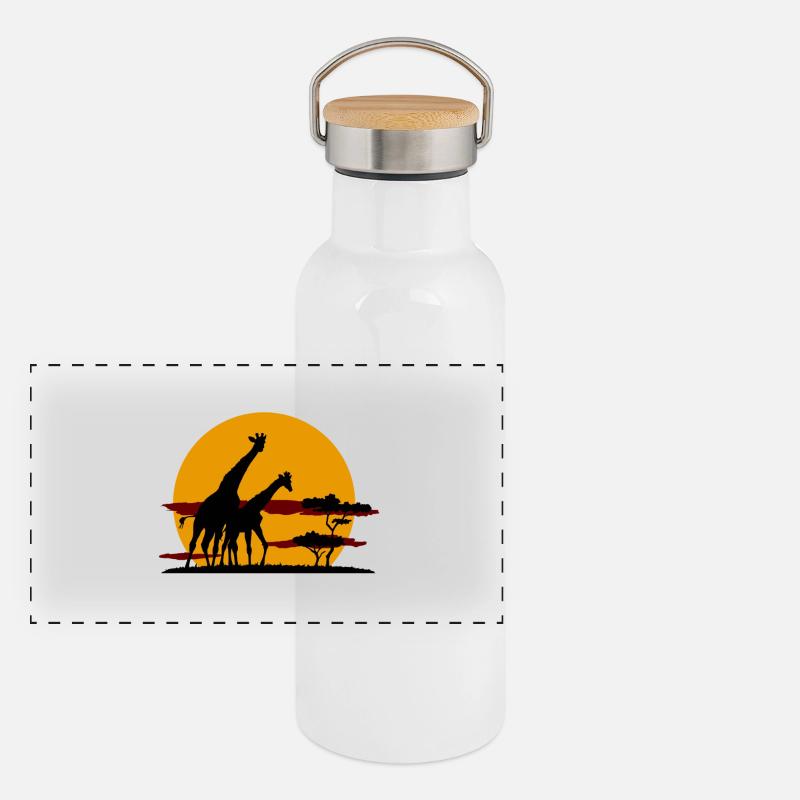 giraffe Panorama Thermosflasche mit Bambusdeckel