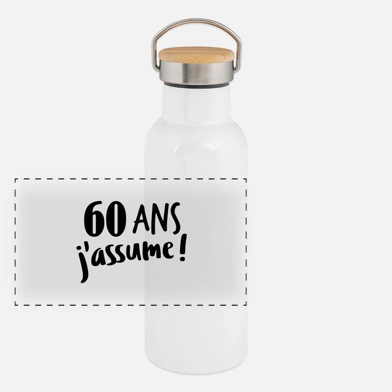 60 ans j'assume Gourde isotherme avec bouchon en bambou