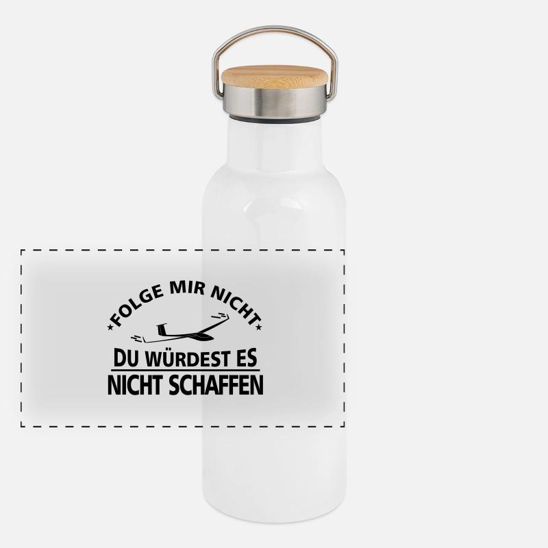 Streckensegelflieger Panorama Thermosflasche mit Bambusdeckel