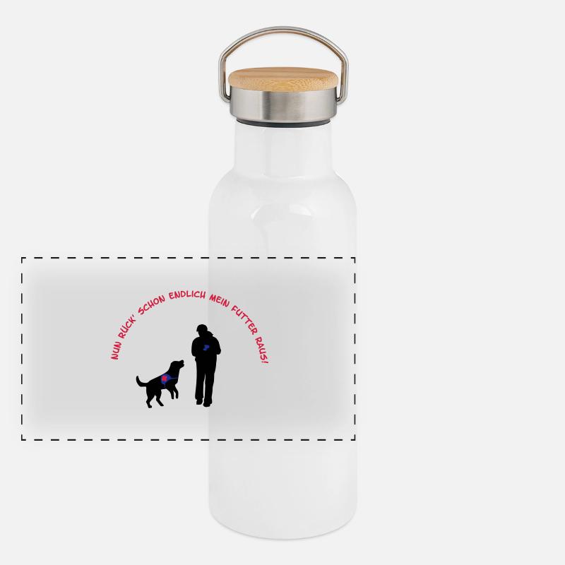 Rettungshund Panorama Thermosflasche mit Bambusdeckel