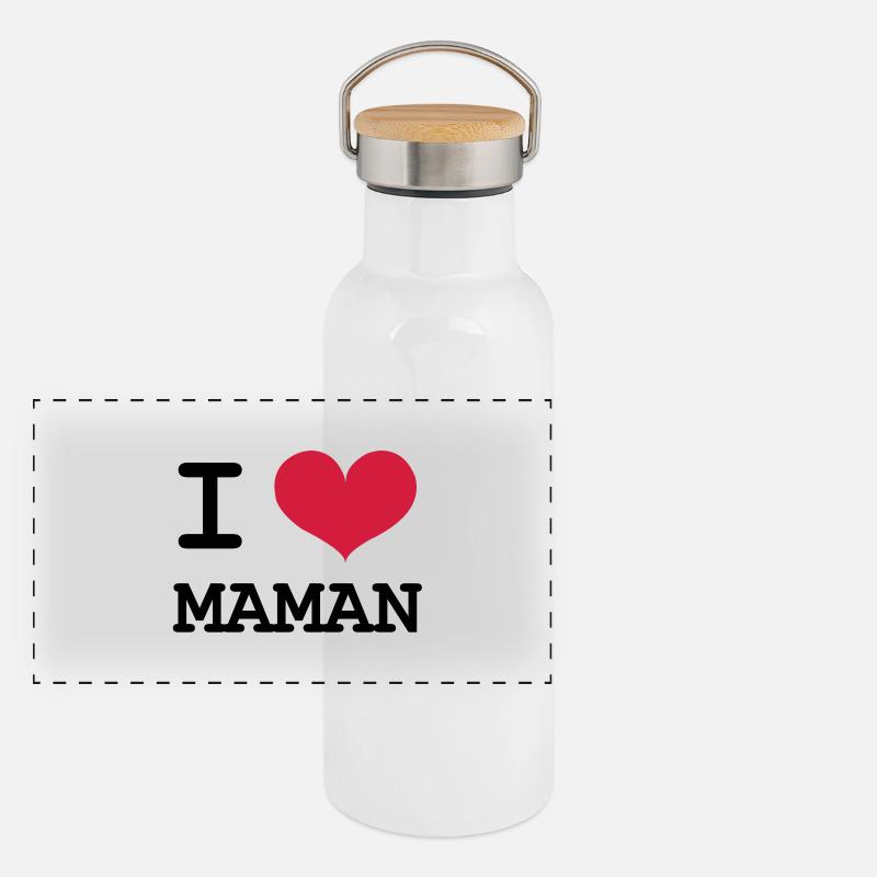 Ich liebe Mama! Panorama Thermosflasche mit Bambusdeckel