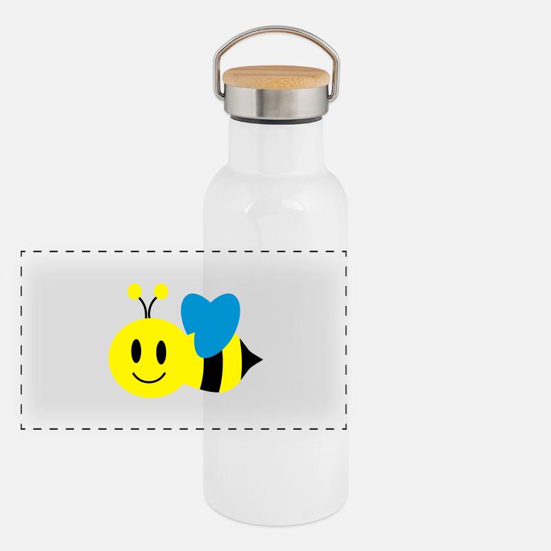 abeille Gourde isotherme avec bouchon en bambou