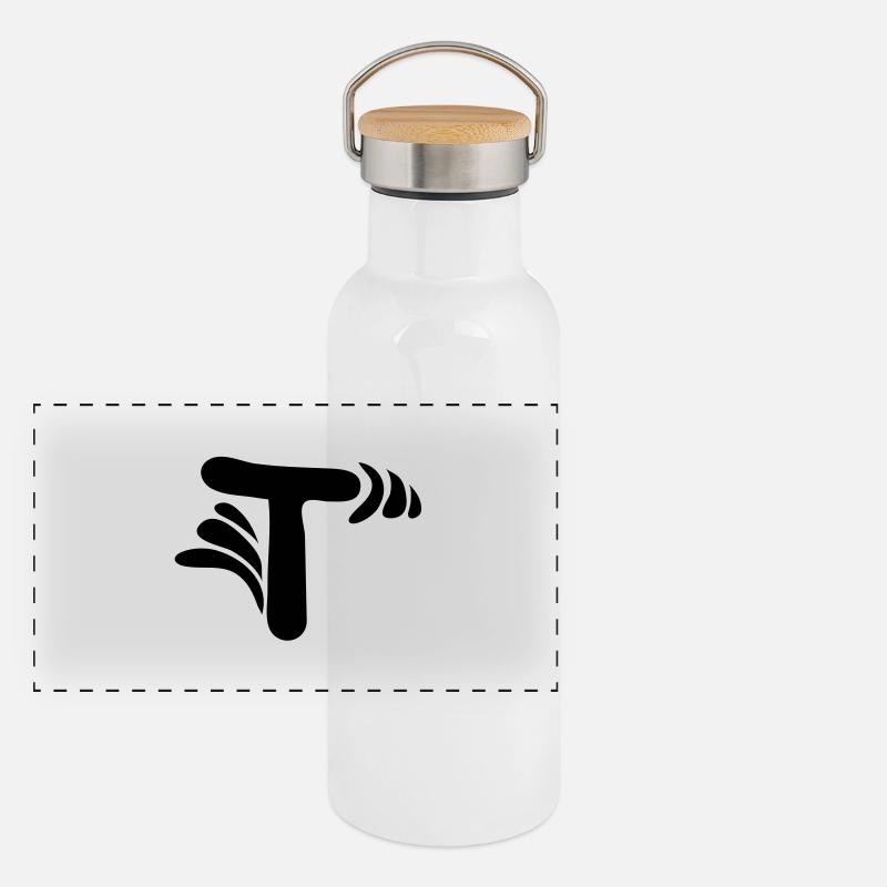 Letter T & Pattern Panoramic Thermal Bottle with Bamboo Lid