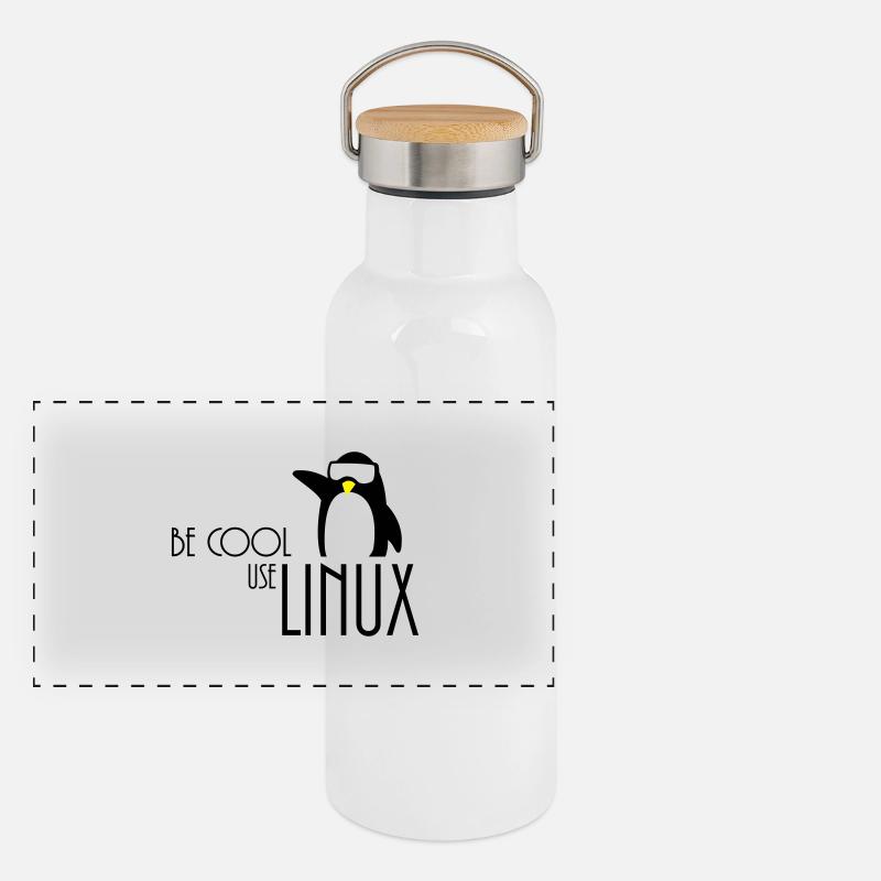 be cool use linux Panorama Thermosflasche mit Bambusdeckel