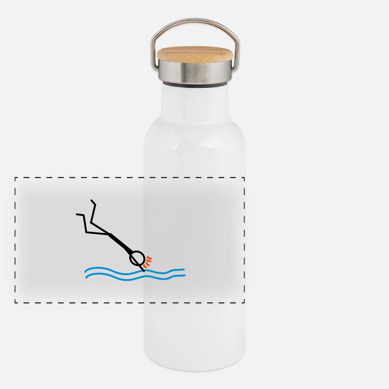 springen / schwimmen Panorama Thermosflasche mit Bambusdeckel