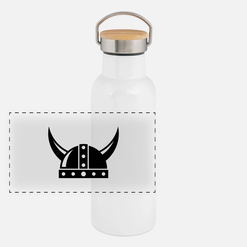 Wikingerhelm Panorama Thermosflasche mit Bambusdeckel