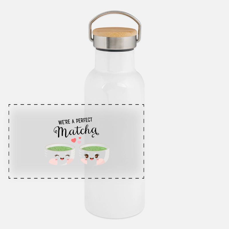 We're A Perfect Matcha Panorama Thermosflasche mit Bambusdeckel