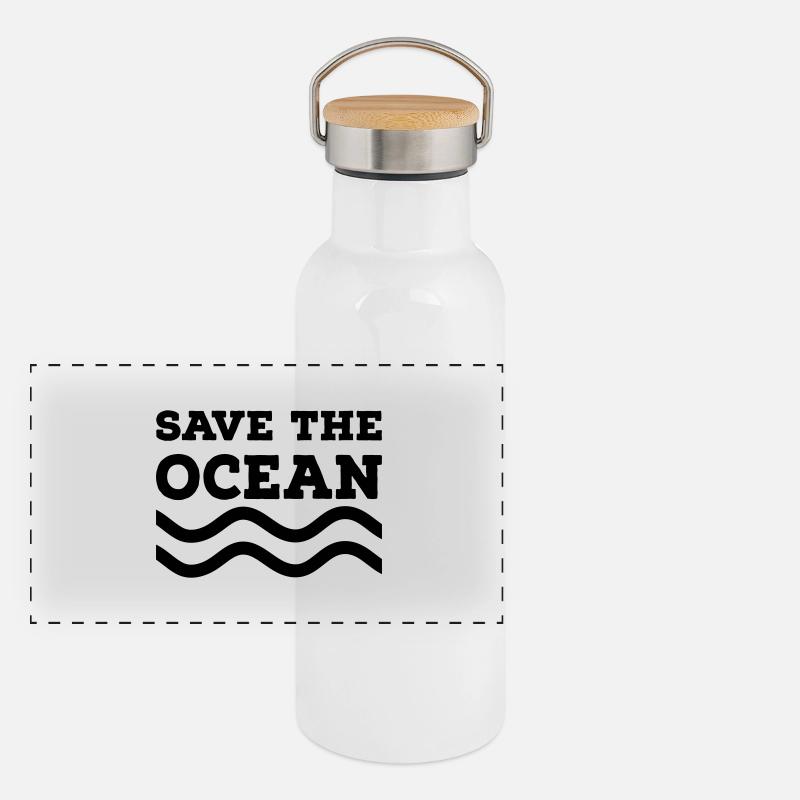 Rettet den Ozean Panorama Thermosflasche mit Bambusdeckel