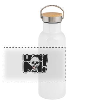 Leck mi - Panorama Thermosflasche mit Bambusdeckel - Weiß - Vorne