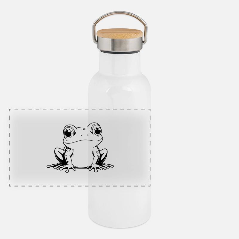 Frosch Umrisse Panorama Thermosflasche mit Bambusdeckel