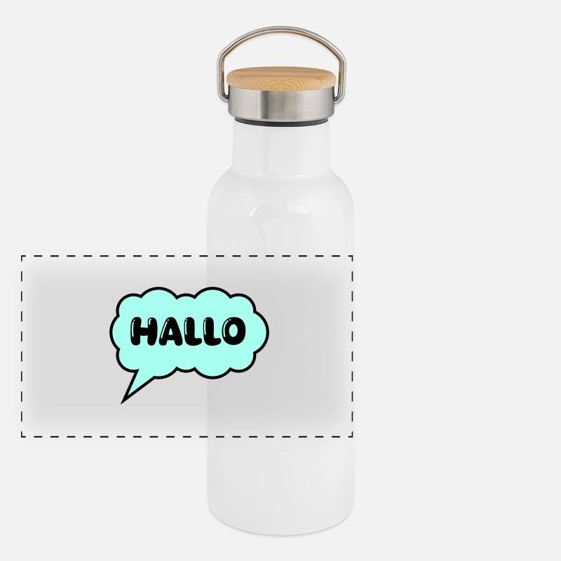 Speech bubble Hello Panoramic Thermal Bottle with Bamboo Lid