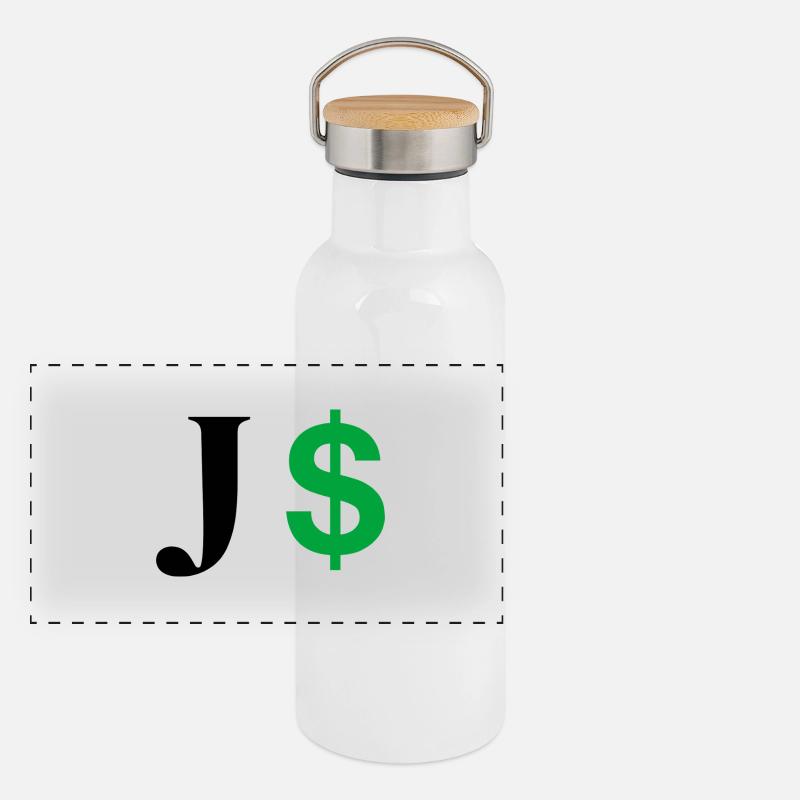 Buchstabe j Dollar Panorama Thermosflasche mit Bambusdeckel