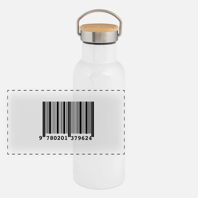 Code Barre Style Gourde isotherme avec bouchon en bambou