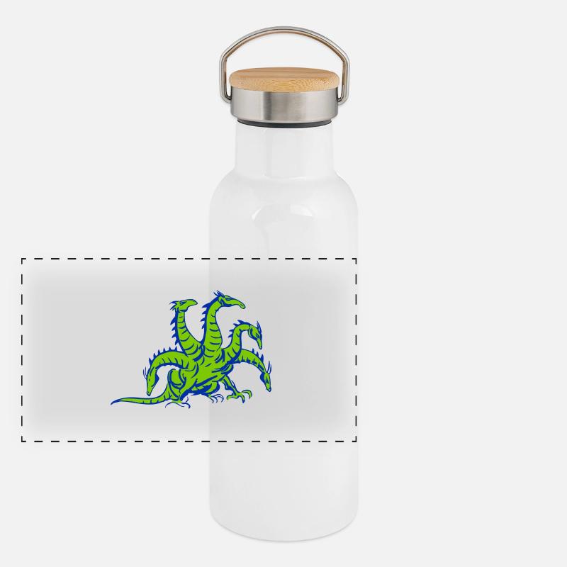 drache hydra dragon Panorama Thermosflasche mit Bambusdeckel
