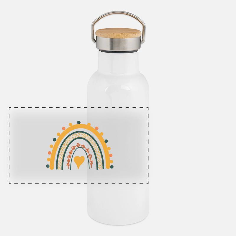 Rainbow Boho Print Abstract Rainbow Panoramic Thermal Bottle with Bamboo Lid