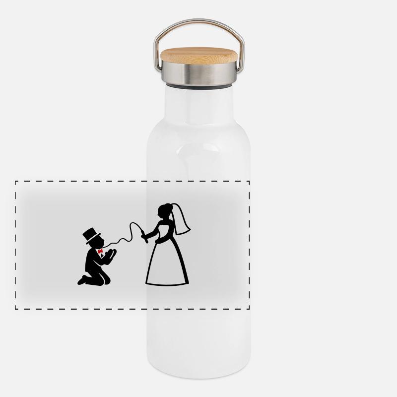 Brautpaar Ehe Paar Peitsche Hochzeit Panorama Thermosflasche mit Bambusdeckel