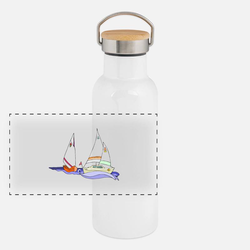 Segelboot Panorama Thermosflasche mit Bambusdeckel