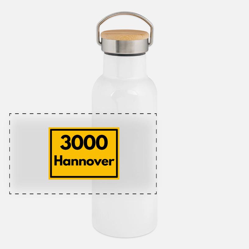 Enseigne de lieu - puis Rétro urbain Code postal 3000 Hanovre Gourde isotherme avec bouchon en bambou