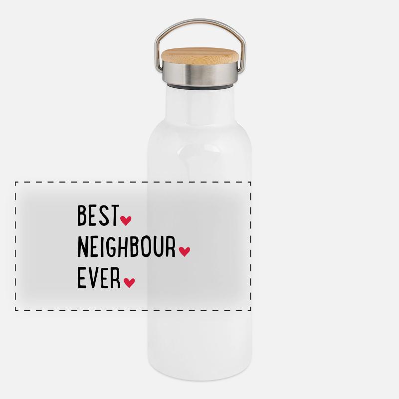 Bester Nachbar Panorama Thermosflasche mit Bambusdeckel