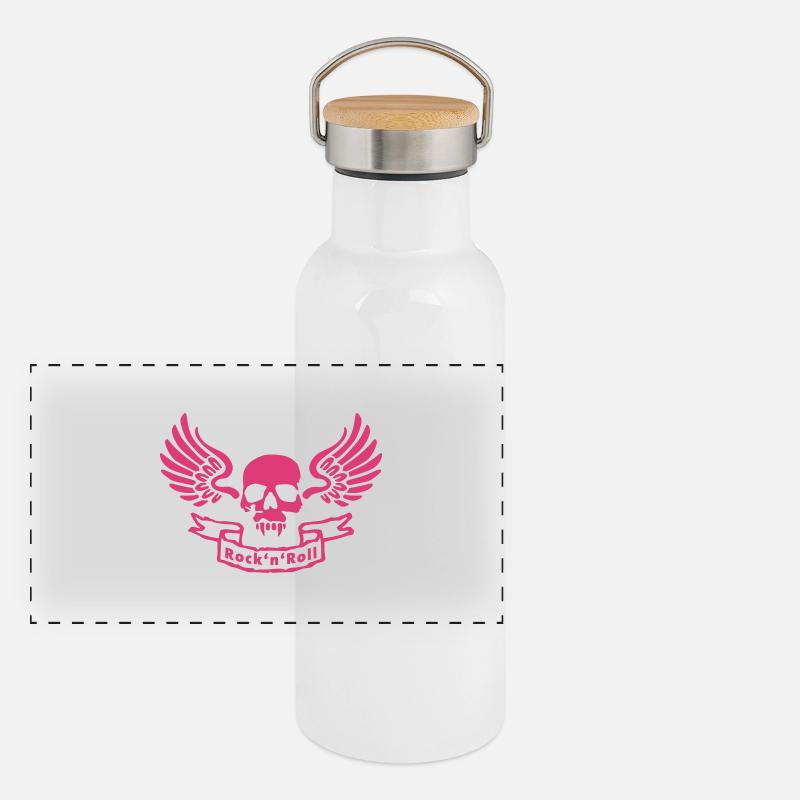 rocknroll_skull Panoramic Thermal Bottle with Bamboo Lid