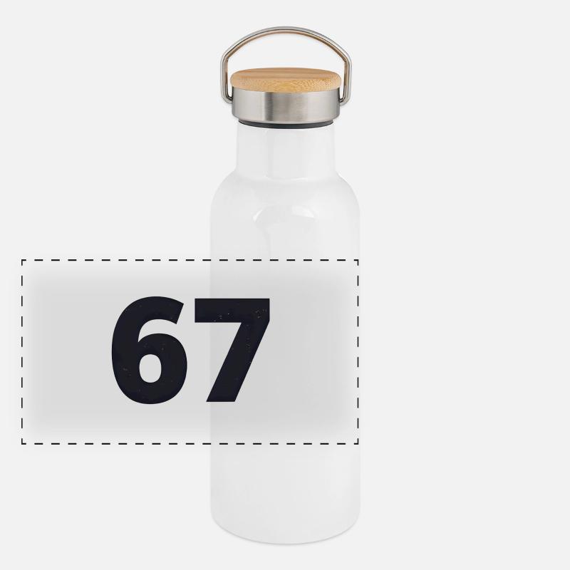 67 spricht Jugendsprache Panorama Thermosflasche mit Bambusdeckel