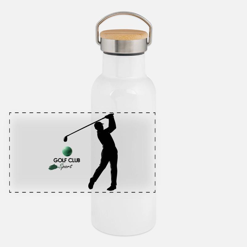 Golf Panorama Thermosflasche mit Bambusdeckel