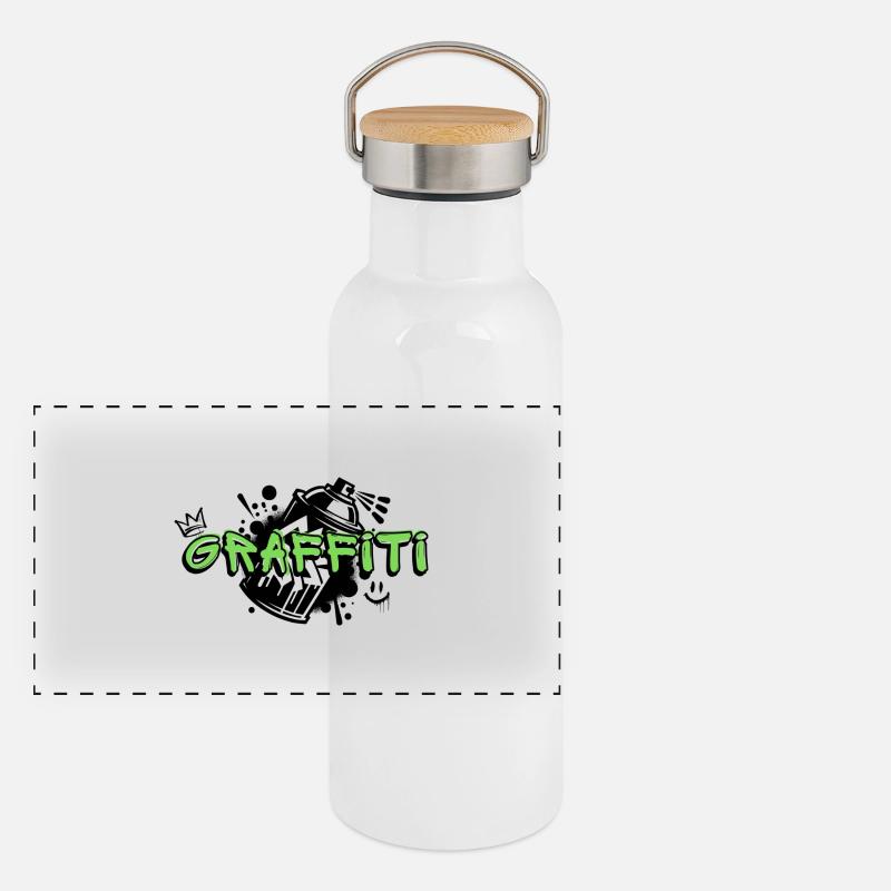 Graffiti Panorama Thermosflasche mit Bambusdeckel
