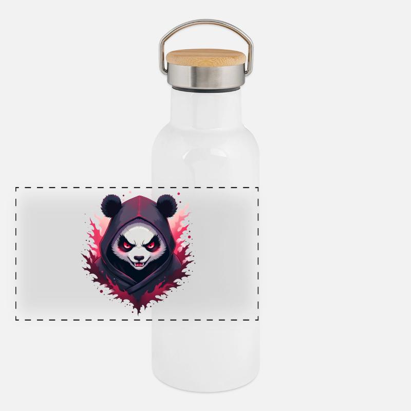 Böser Ninja Panda Panorama Thermosflasche mit Bambusdeckel