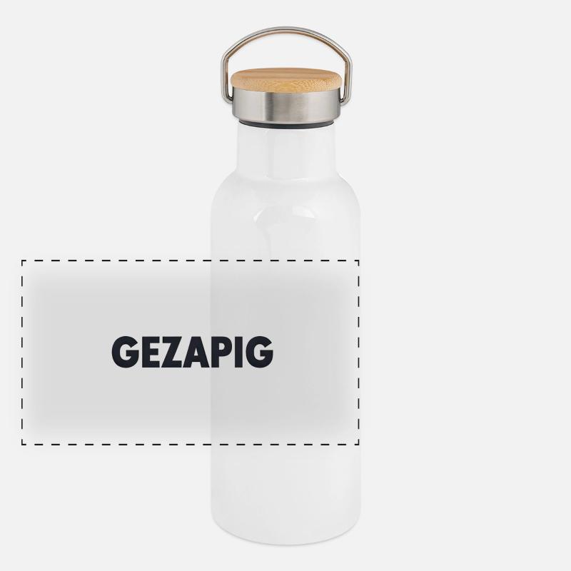 Faul – flämische entspannte Stimmung Panorama Thermosflasche mit Bambusdeckel