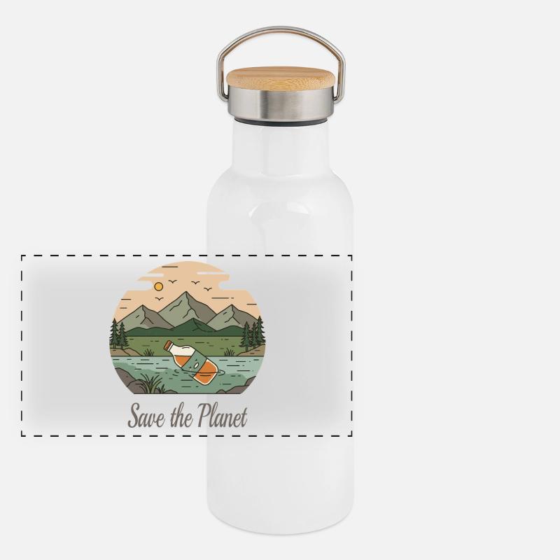 Save the Planet Panoramic Thermal Bottle with Bamboo Lid