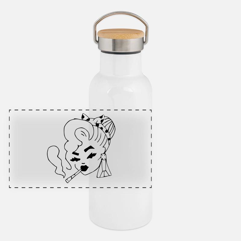 frau Panorama Thermosflasche mit Bambusdeckel