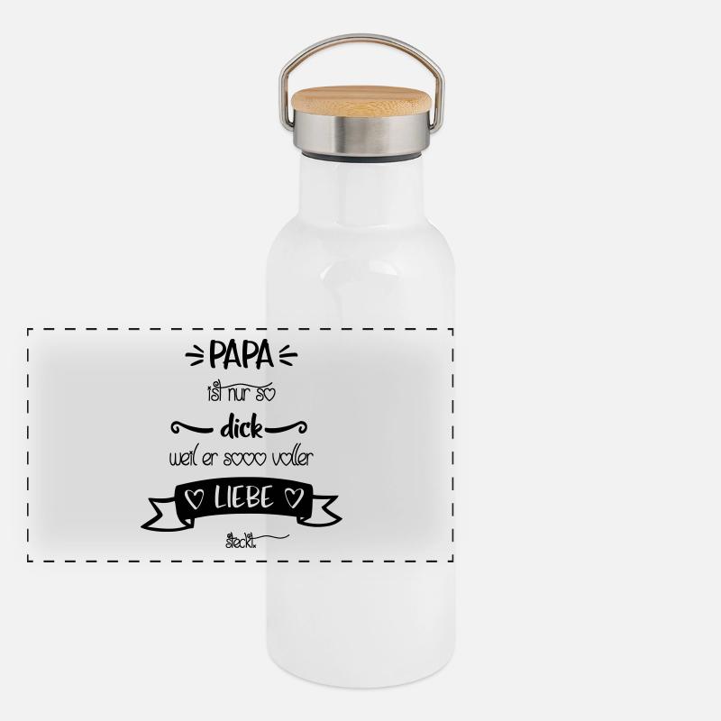 Papa voller Liebe Panorama Thermosflasche mit Bambusdeckel