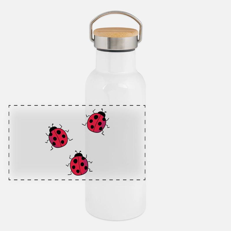 Marienkäfer Panorama Thermosflasche mit Bambusdeckel