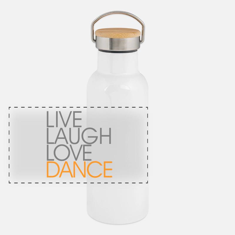 Live Laugh Love Dance Panorama Thermosflasche mit Bambusdeckel