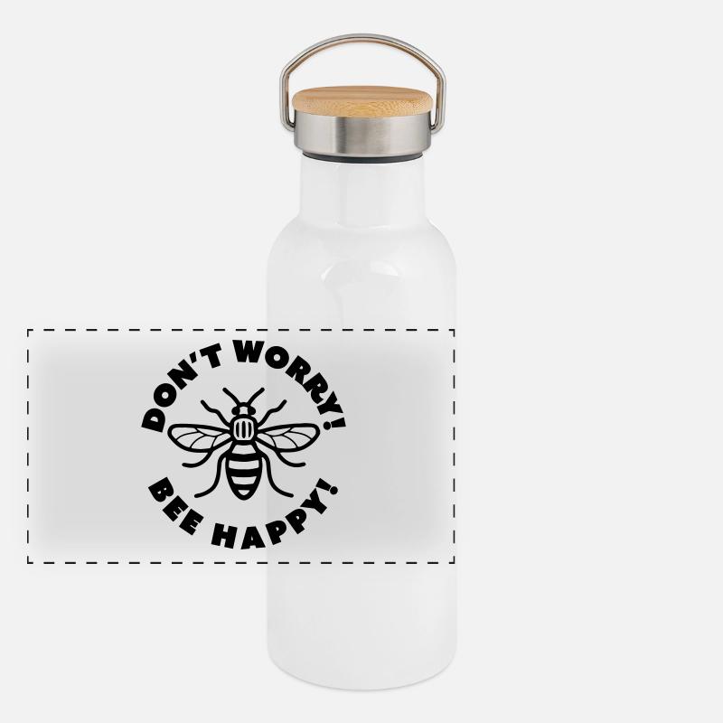 Don't Worry! Bee Happy! Panoramic Thermal Bottle with Bamboo Lid