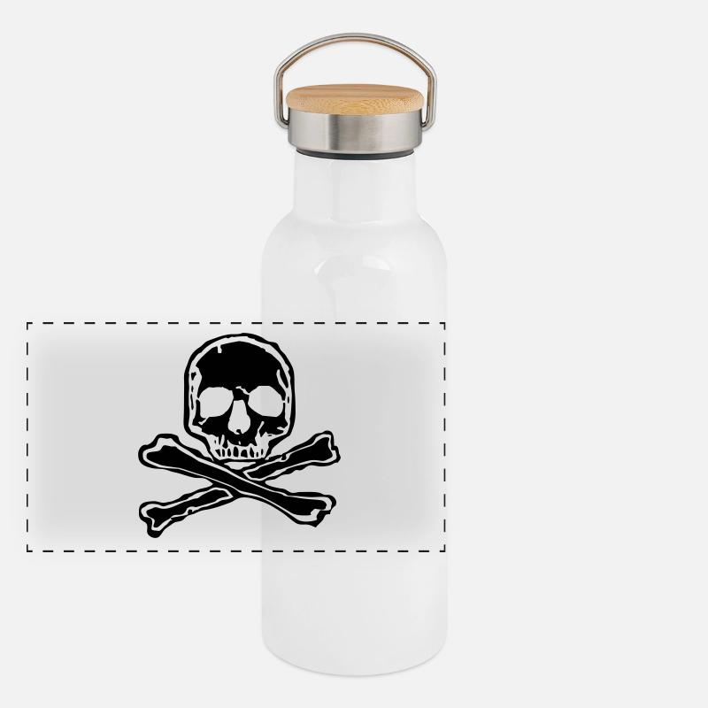 Skull Skull Tattoo Bones Skull Bone Style Panoramic Thermal Bottle with Bamboo Lid