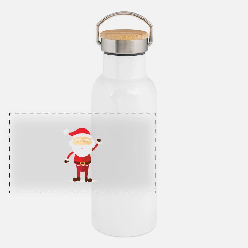 weihnachtsmann Panorama Thermosflasche mit Bambusdeckel