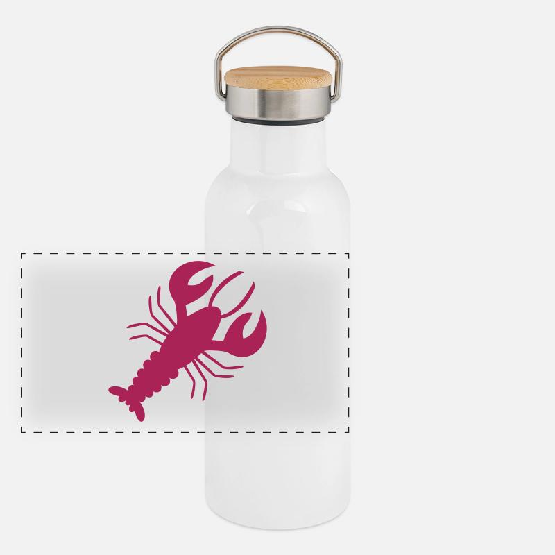 Krebs - Hummer - Languste Panorama Thermosflasche mit Bambusdeckel