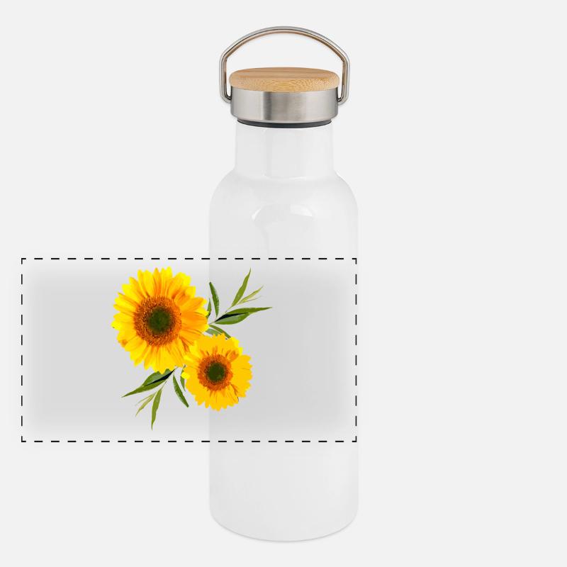 sonnenblume Panorama Thermosflasche mit Bambusdeckel