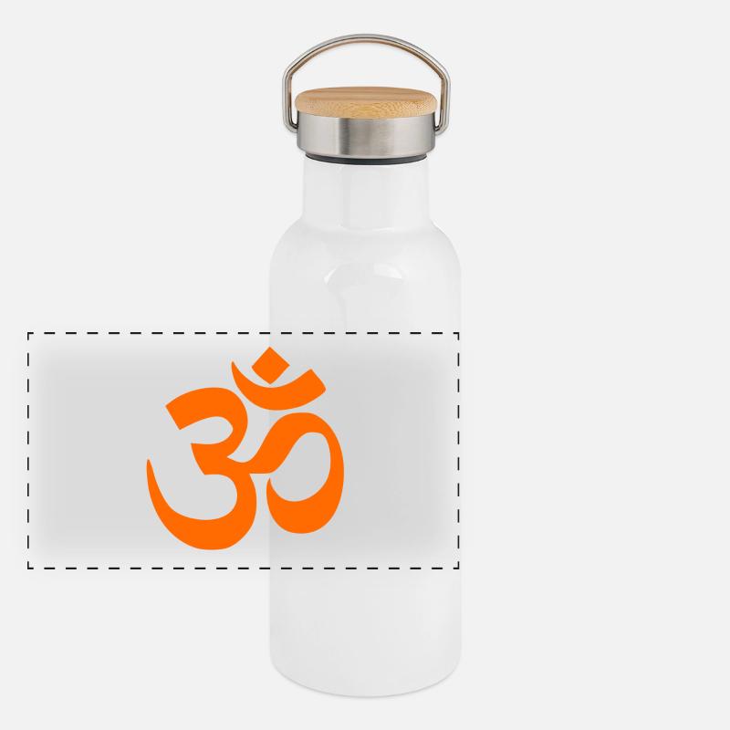 orange, om Gourde isotherme avec bouchon en bambou