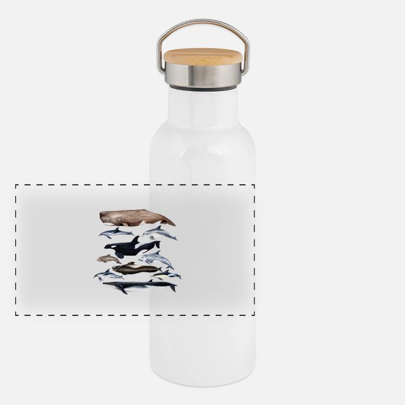 Cétacés Cétacés baleines et Delfines - Cétacés Gourde isotherme avec bouchon en bambou