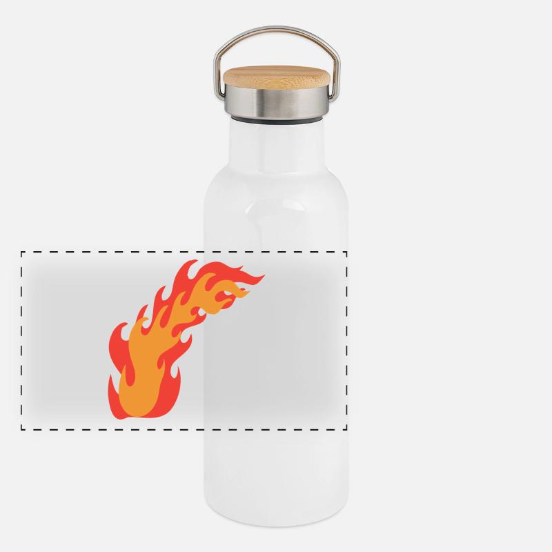 Flammes de feu Gourde isotherme avec bouchon en bambou