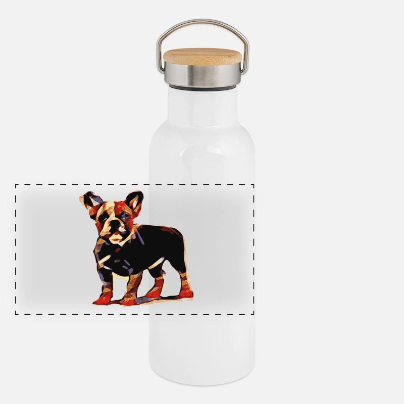 Bulldogge Panorama Thermosflasche mit Bambusdeckel