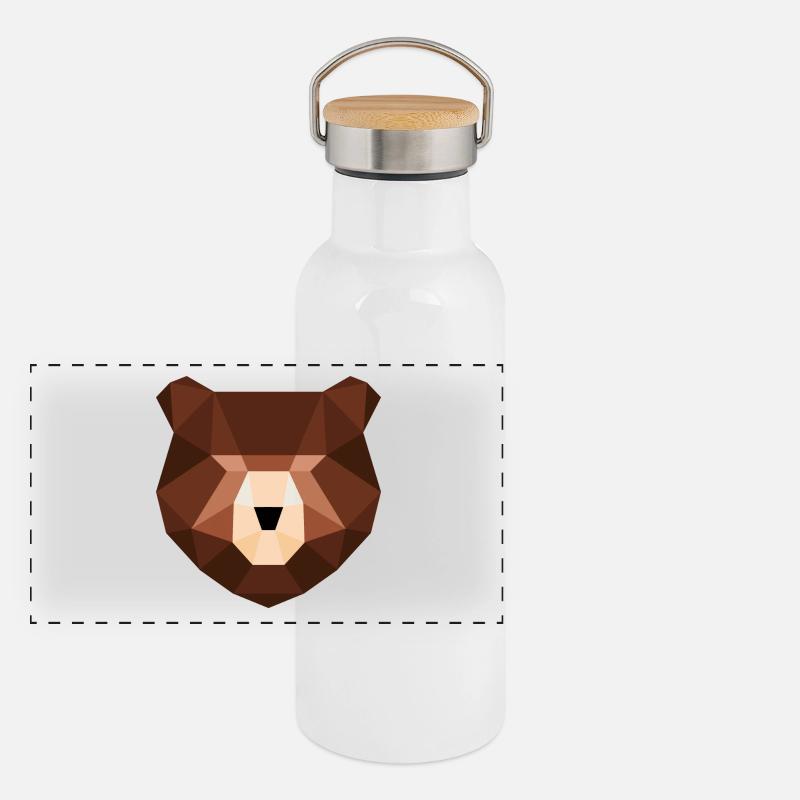 Der Bär Panorama Thermosflasche mit Bambusdeckel