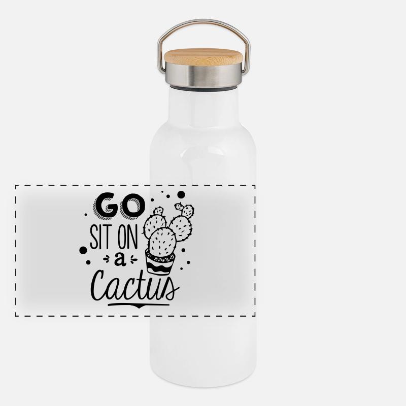 Cactus Funny saying Panoramic Thermal Bottle with Bamboo Lid