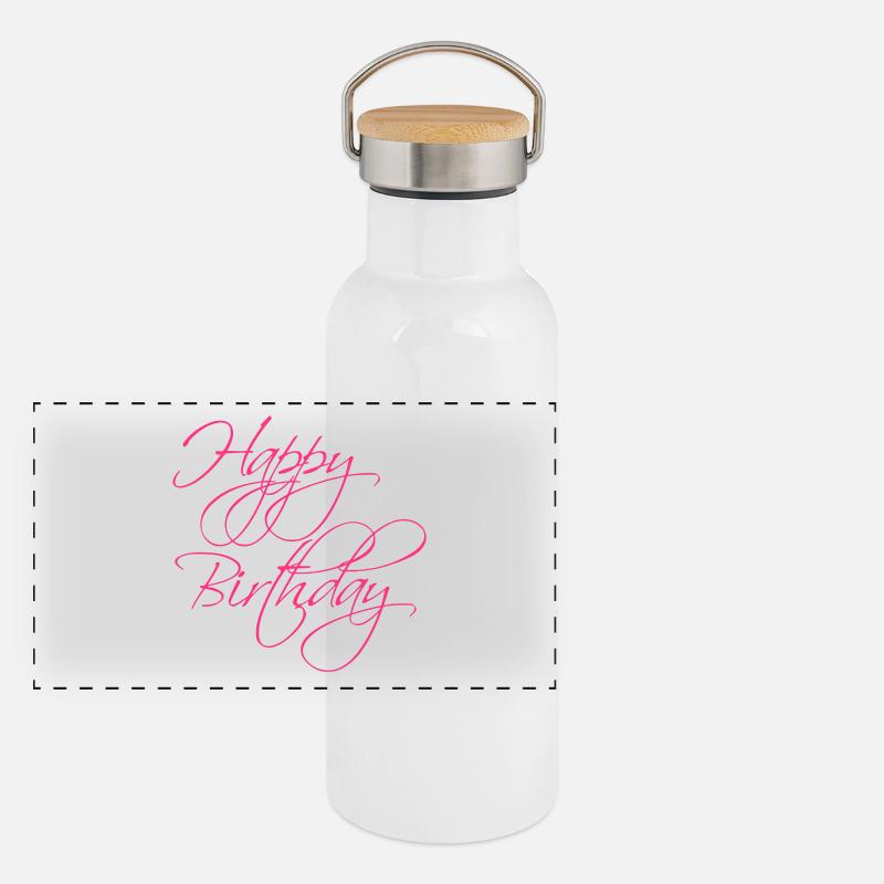 Happy Birthday Spruch Geschenk Idee Geburtstag Panorama Thermosflasche mit Bambusdeckel