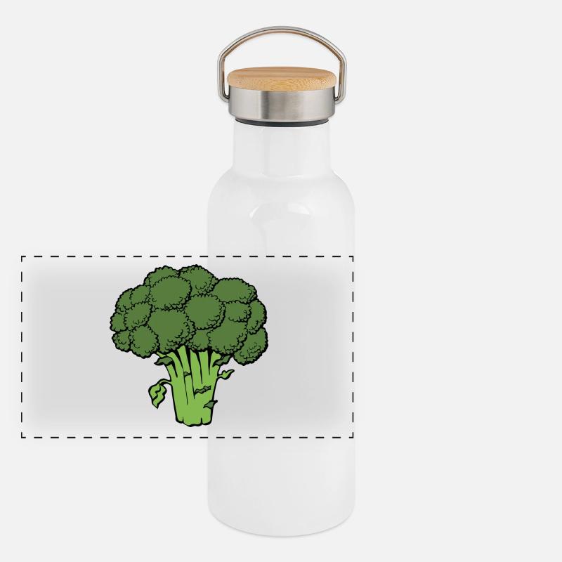 Broccoli Brokkoli Brokoli Gemüse Geschenk Idee Panorama Thermosflasche mit Bambusdeckel